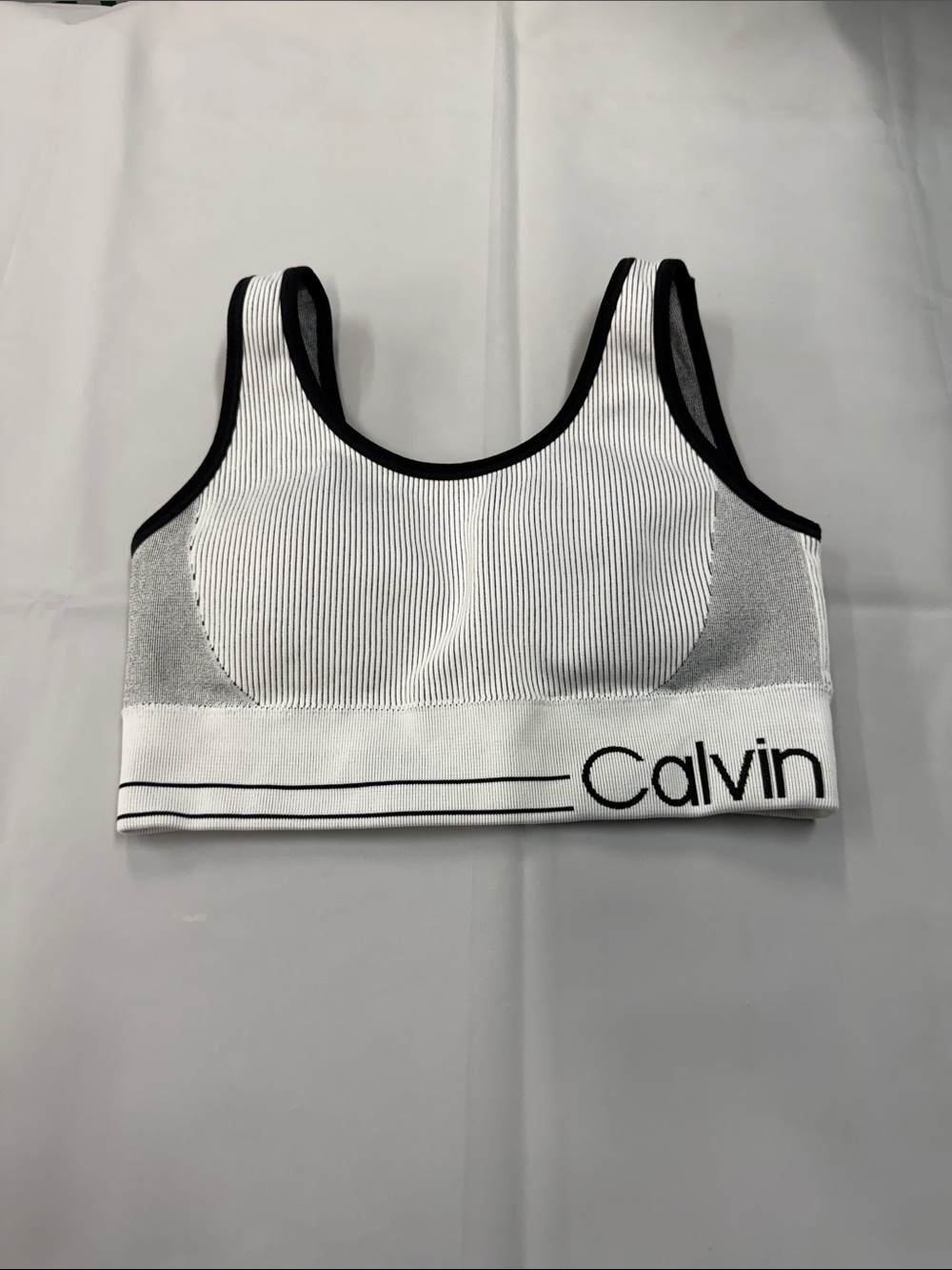 Calvin Klein White Sports Bralette with Black Trim